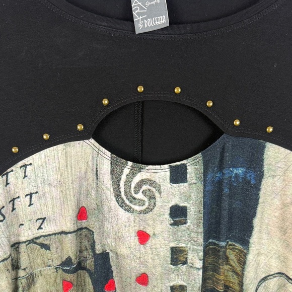 Simply Art by Dolcezza Chic Multicoloured Graphic Artistic Long Sleeve Med Top - Picture 7 of 10